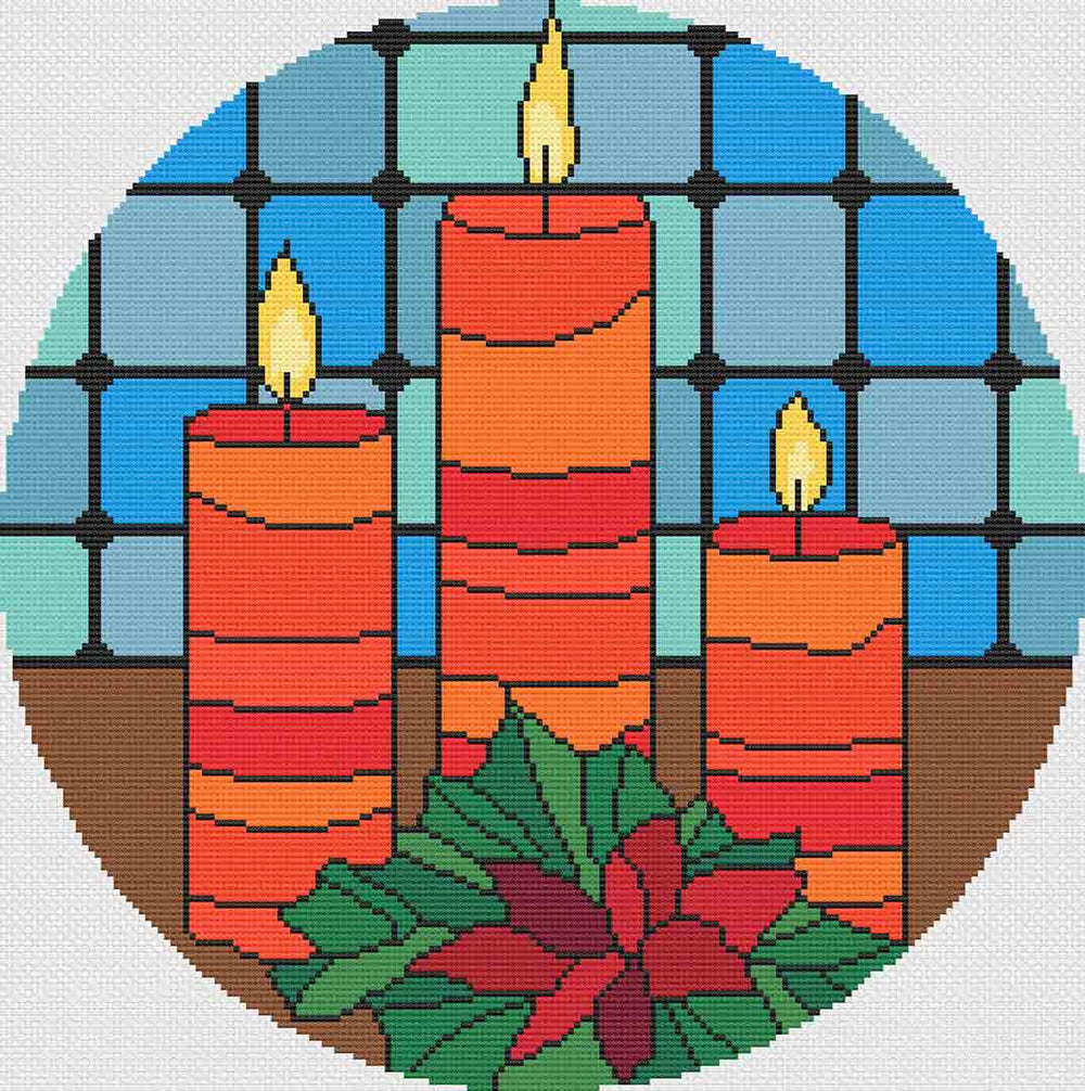 A stitched preview of the counted cross stitch pattern Christmas Candles by Stitch Wit