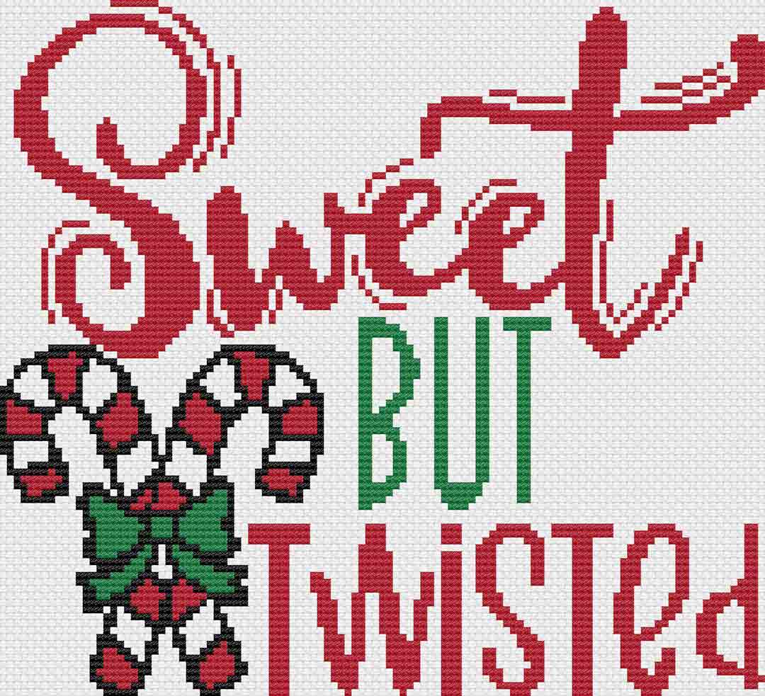 A stitched preview of the counted cross stitch pattern Sweet But Twisted by Stitch Wit