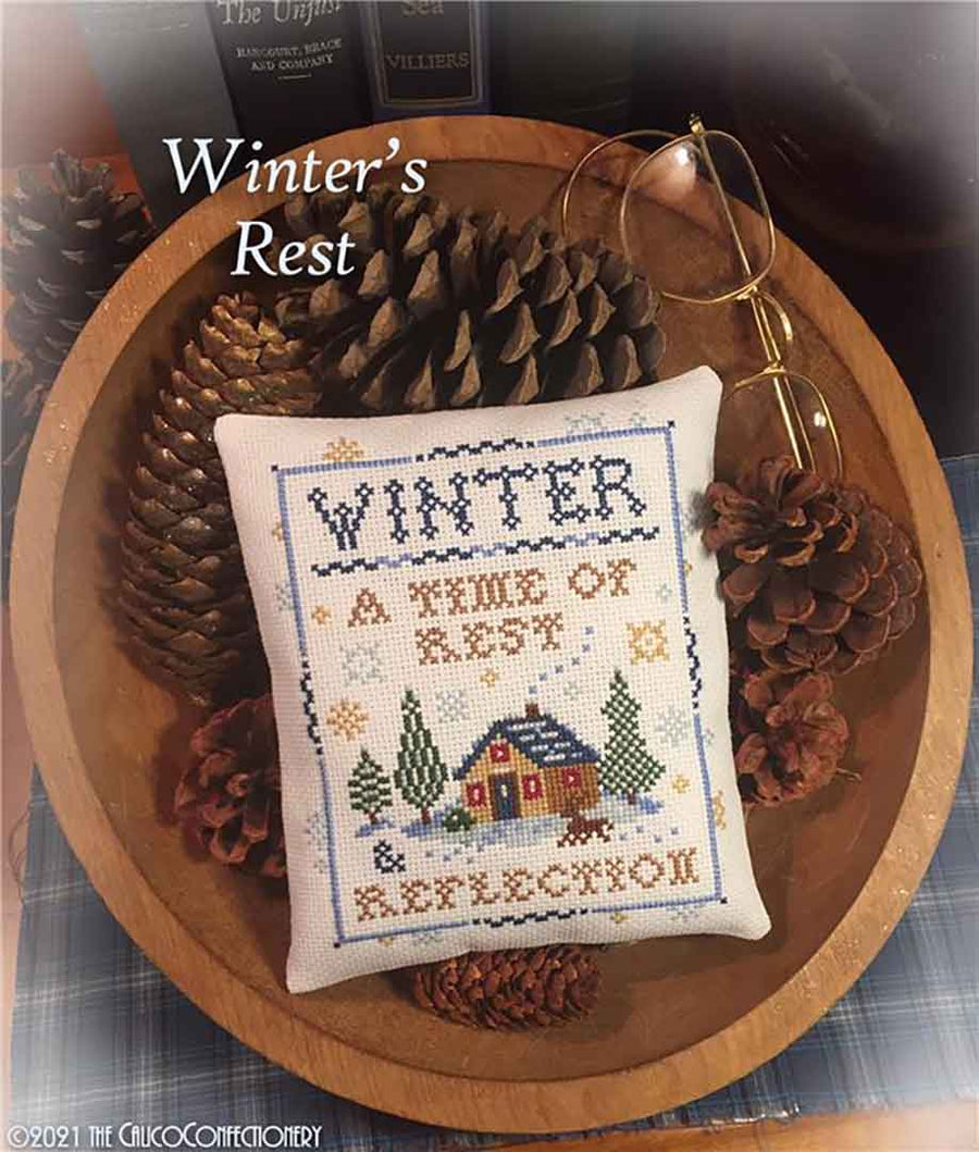 A stitched preview of the counted cross stitch pattern Winter's Rest by The Calico Confectionery