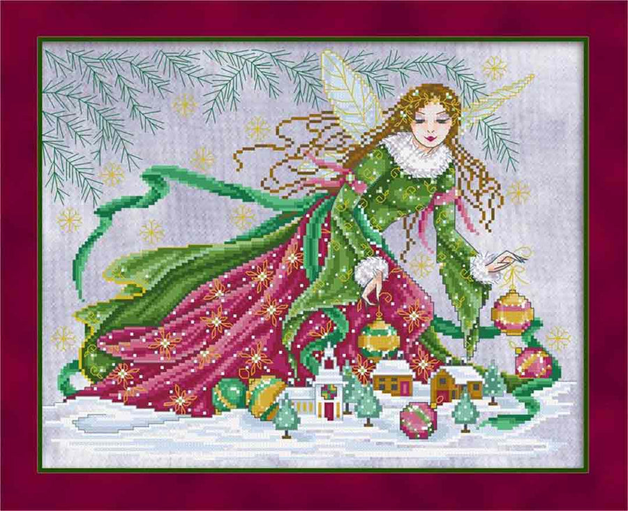A stitched preview of the counted cross stitch pattern Yuletide Fairy by Joan A Elliott