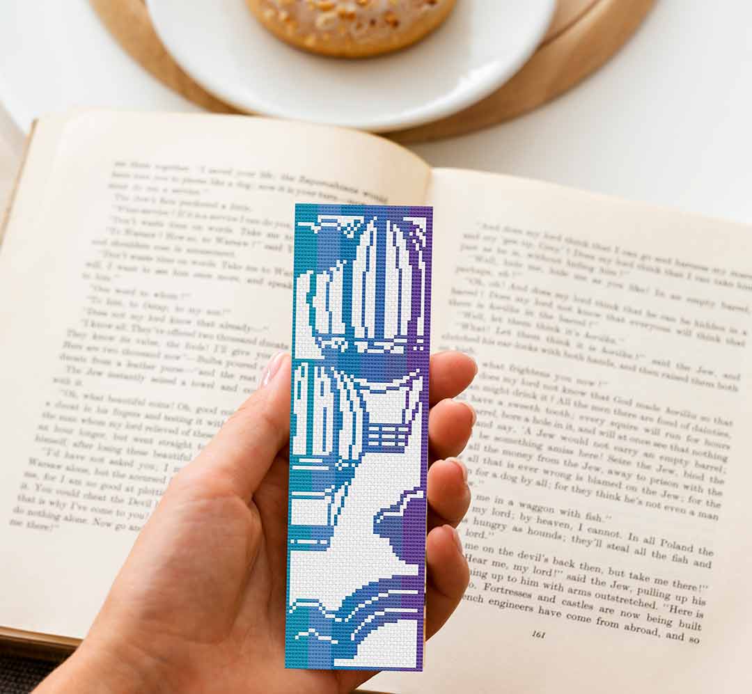 A stitched preview of the free counted cross stitch pattern Air Balloons Bookmark by Stitch Wit