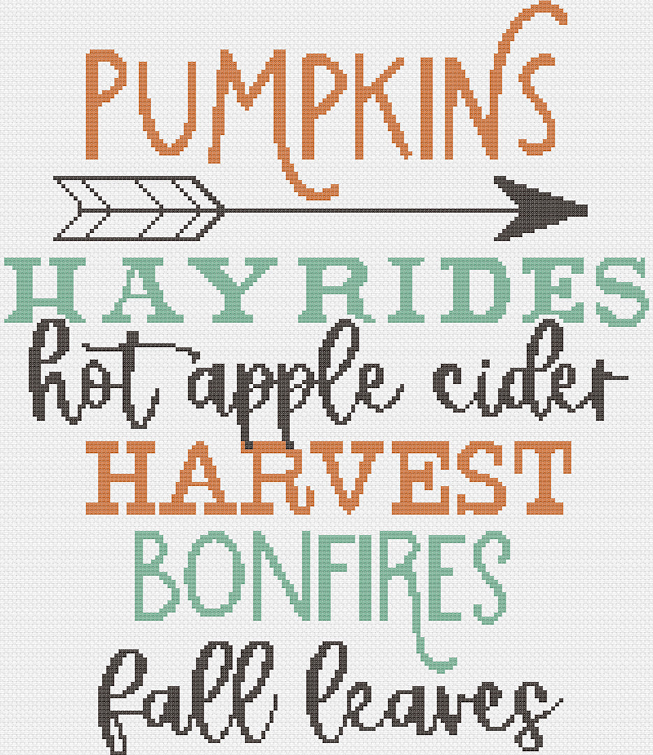 Stitched preview of All Things Fall Counted Cross Stitch Pattern and Kit