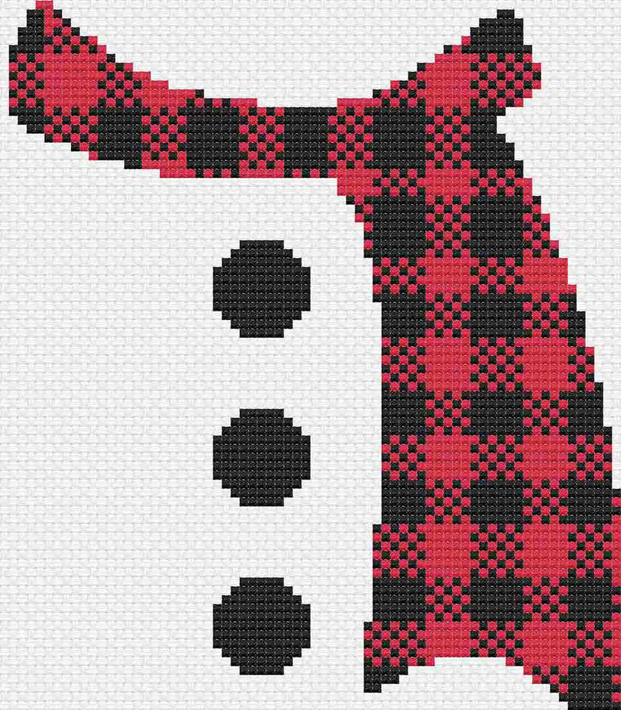 Image of stitched preview of "Snowman Scarf" a free printable counted cross stitch pattern by Stitch Wit