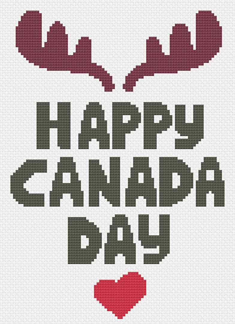 Image of stitched preview of "Canada Day 2022" a free counted cross stitch pattern by Stitch Wit