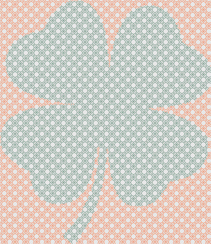 A stitched preview of the counted cross stitch pattern Blackwork Clover by Stitch Wit
