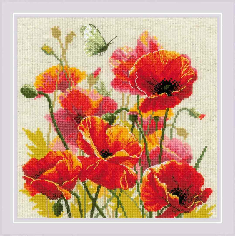 A stitched preview of Color Of Flame Counted Cross Stitch Kit
