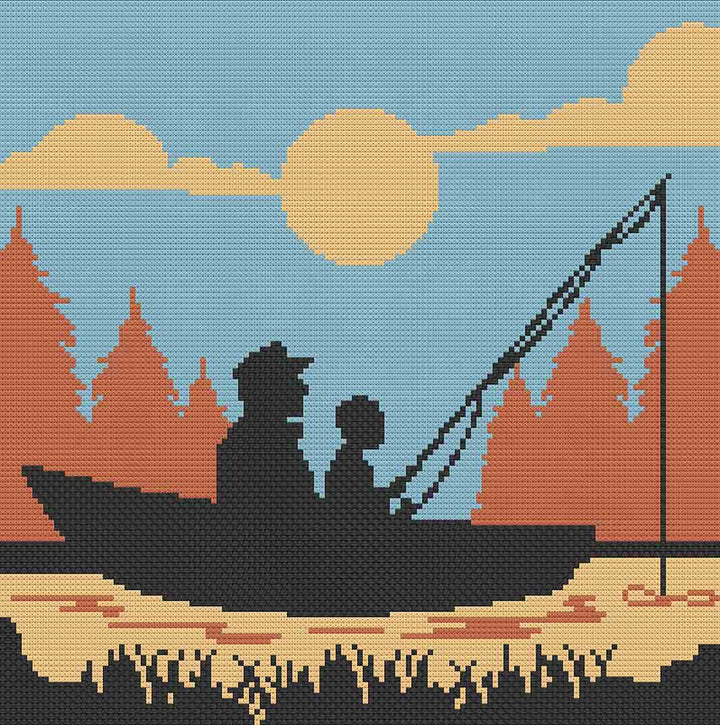 Fishing With Dad: Counted Cross Stitch Pattern and Kit