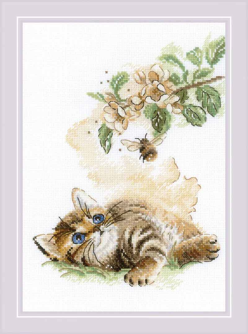 A stitched preview of Flight Of The Bumblebee Counted Cross Stitch Kit