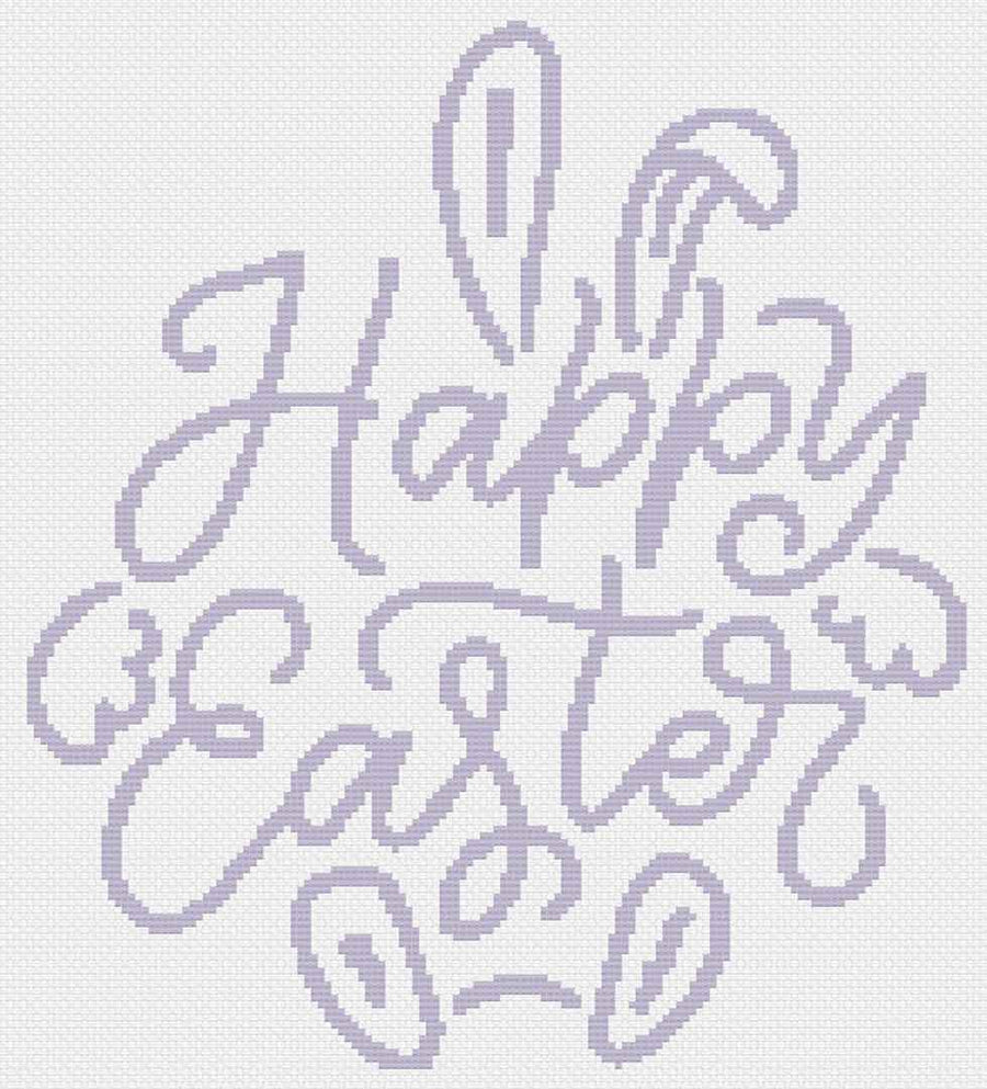 Image of stitched preview of "Happy Easter 2021" a free counted cross stitch Pattern by Stitch Wit