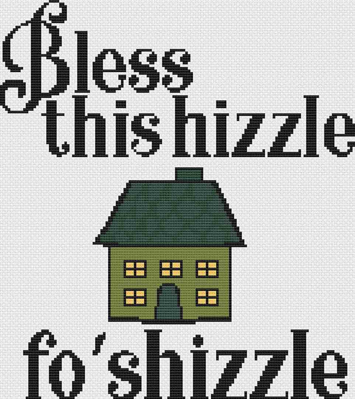 A stitched preview of the counted cross stitch pattern Hizzle by Stitch Wit