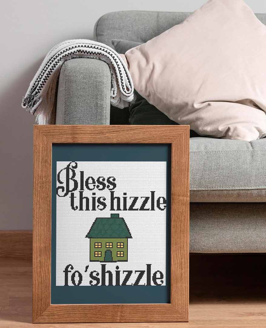 A stitched preview of the counted cross stitch pattern Hizzle by Stitch Wit