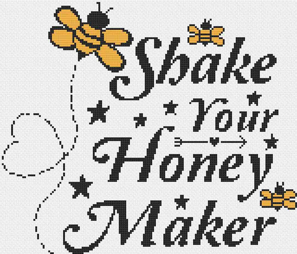Stitched preview of Honey Maker Counted Cross Stitch Pattern and Kit