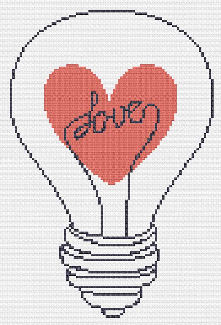 Image of stitched preview of "Idea Of Love" a free counted cross stitch pattern by Stitch Wit