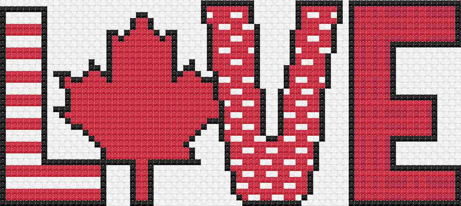 Stitched preview of Canadian Love Free Counted Cross Stitch Pattern