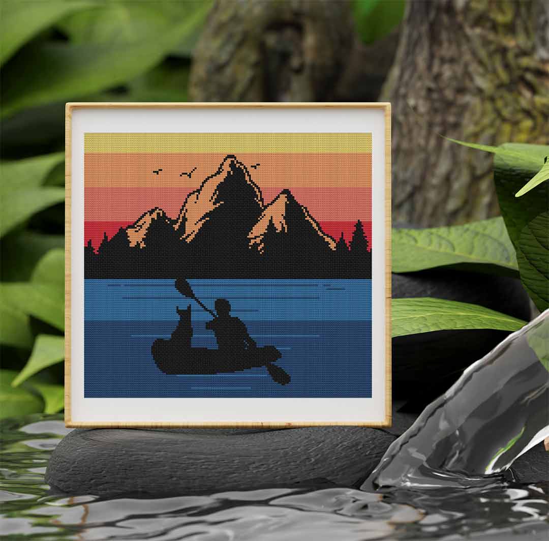 Stitched preview of On The Lake Counted Cross Stitch Pattern and Kit