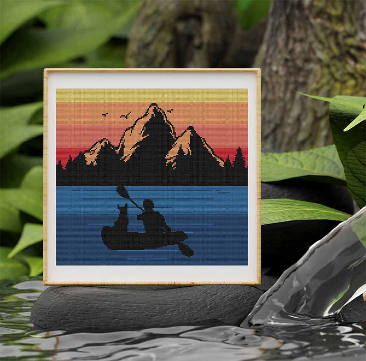 Stitched preview of On The Lake Counted Cross Stitch Pattern and Kit