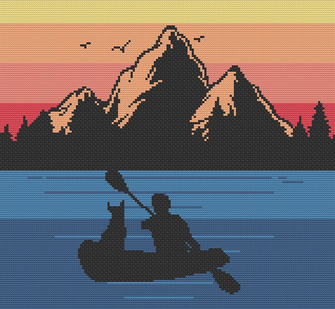 Stitched preview of On The Lake Counted Cross Stitch Pattern and Kit