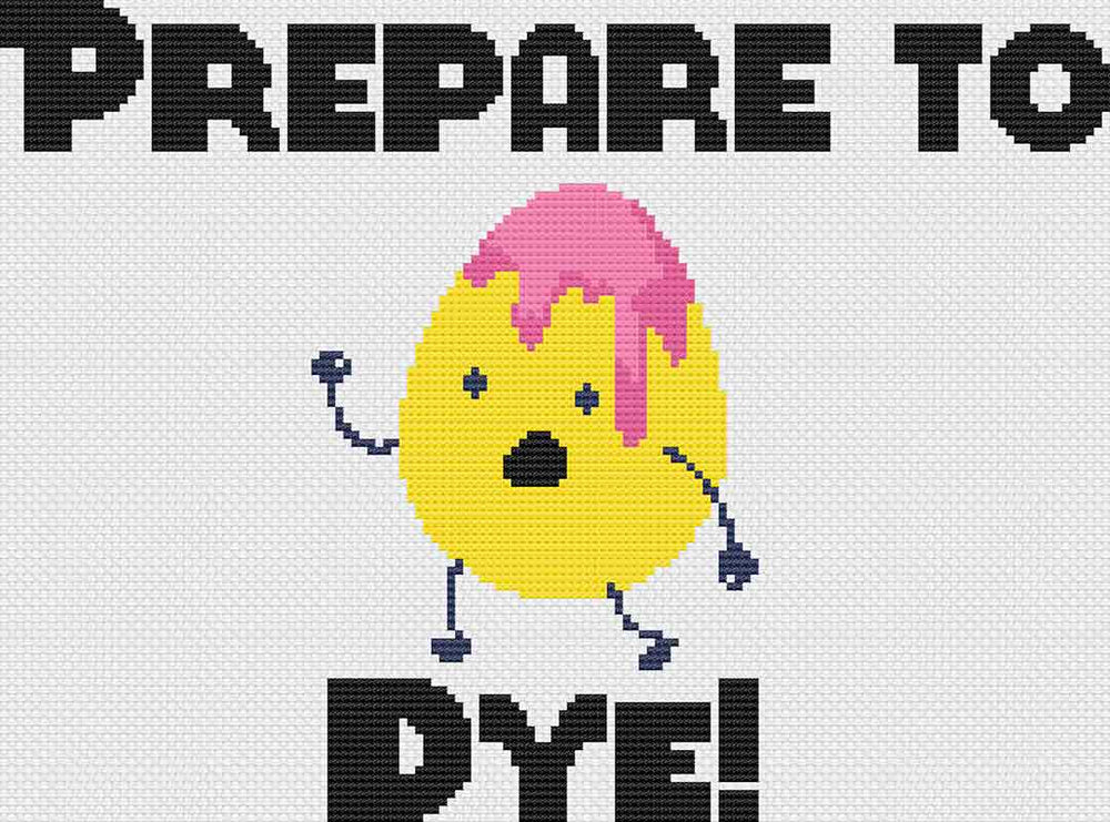 A stitched preview of the counted cross stitch pattern Prepare To Dye by Stitch Wit