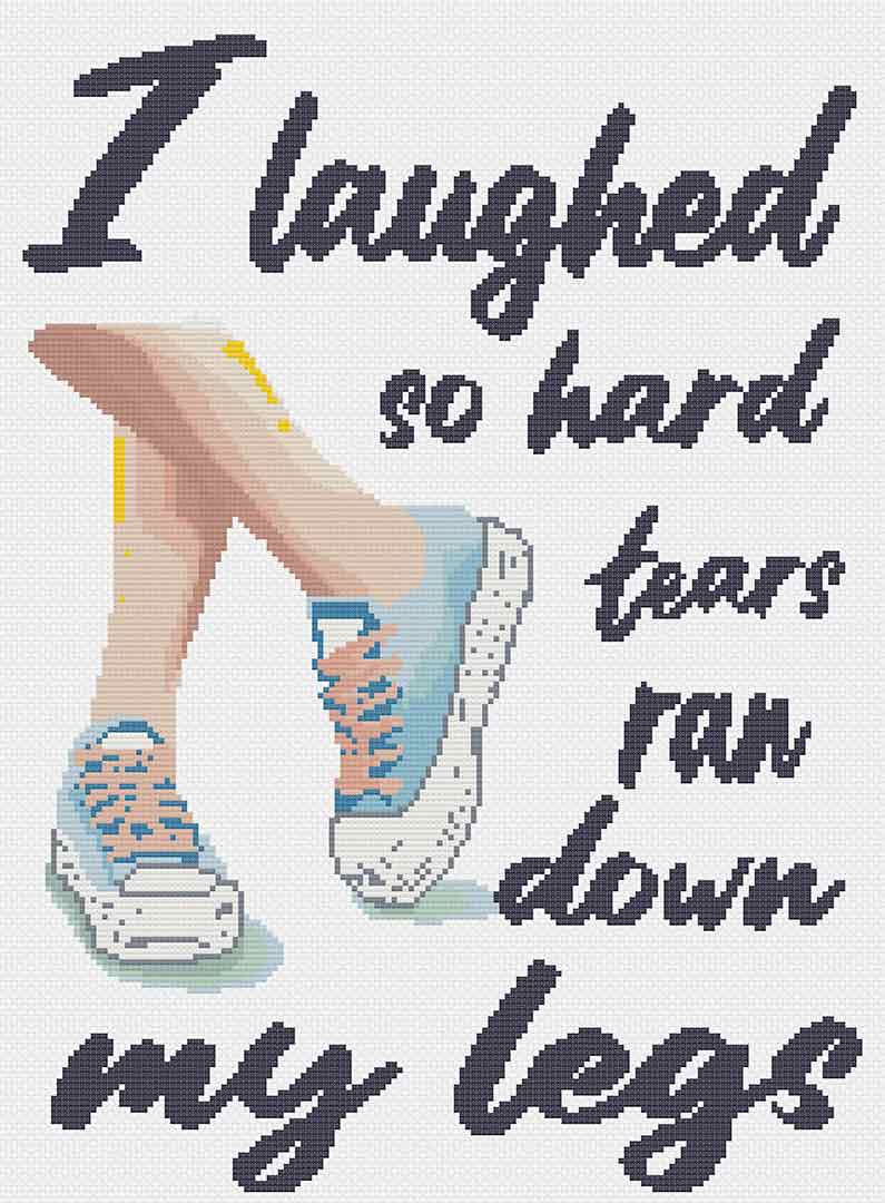 Stitched preview of Down My Legs Counted Cross Stitch Pattern and Kit