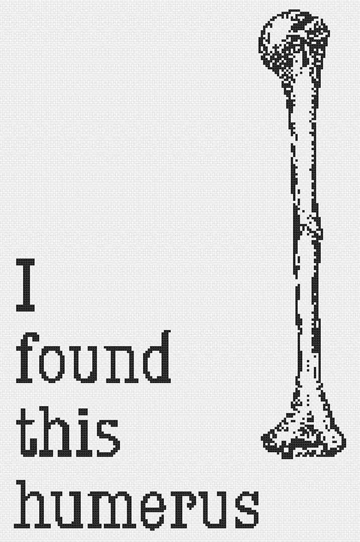 Stitched and framed preview of Humerus Counted Cross Stitch Pattern and Kit