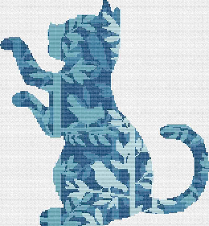 Stitched preview of Birds And A Kitten Counted Cross Stitch Pattern and Kit