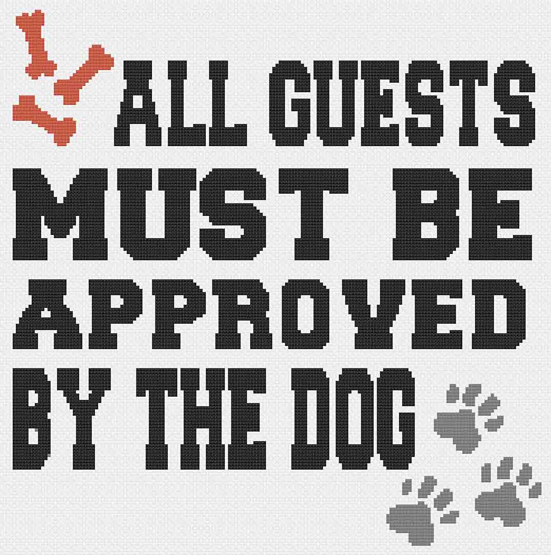 Stitched preview of Dog Approved Counted Cross Stitch Pattern and Kit