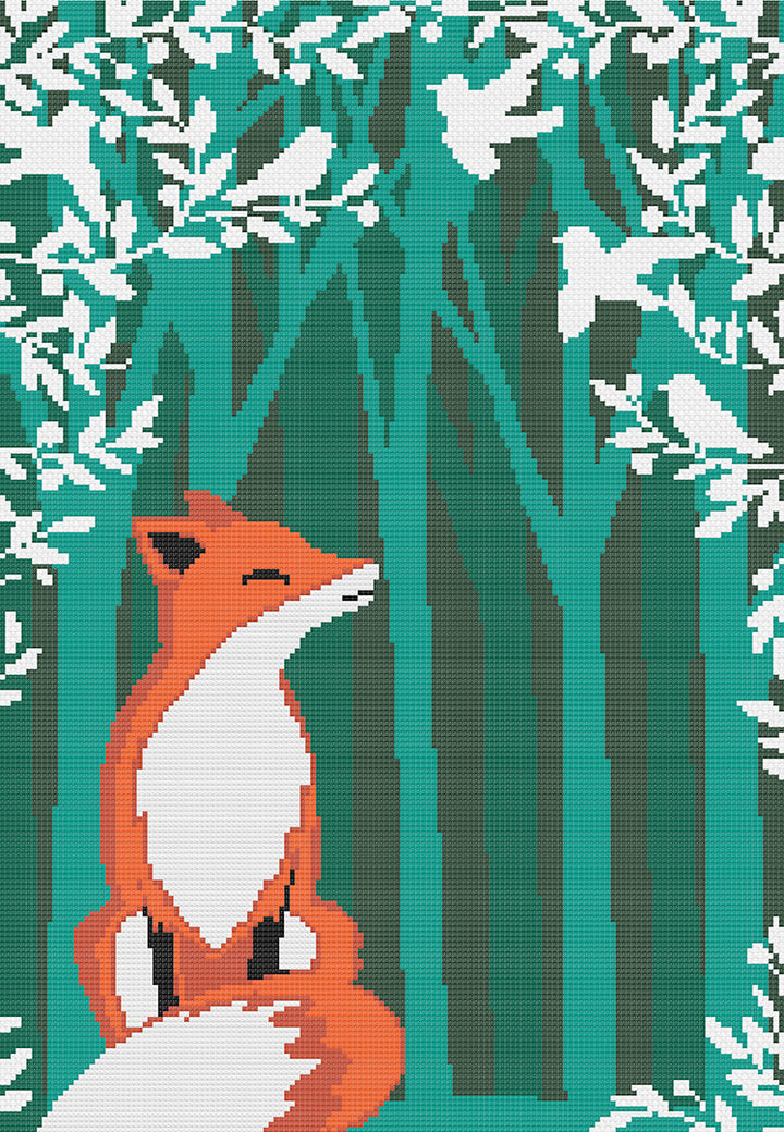 Fox In The Forest: Counted Cross Stitch Pattern and Kit