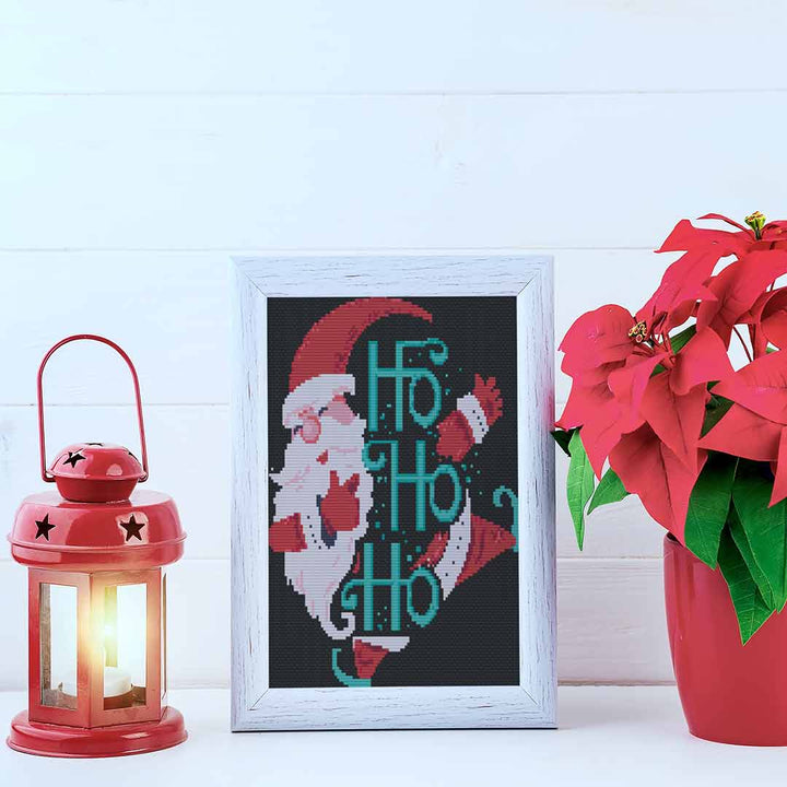 Ho Ho Ho Santa Pattern finished and framed