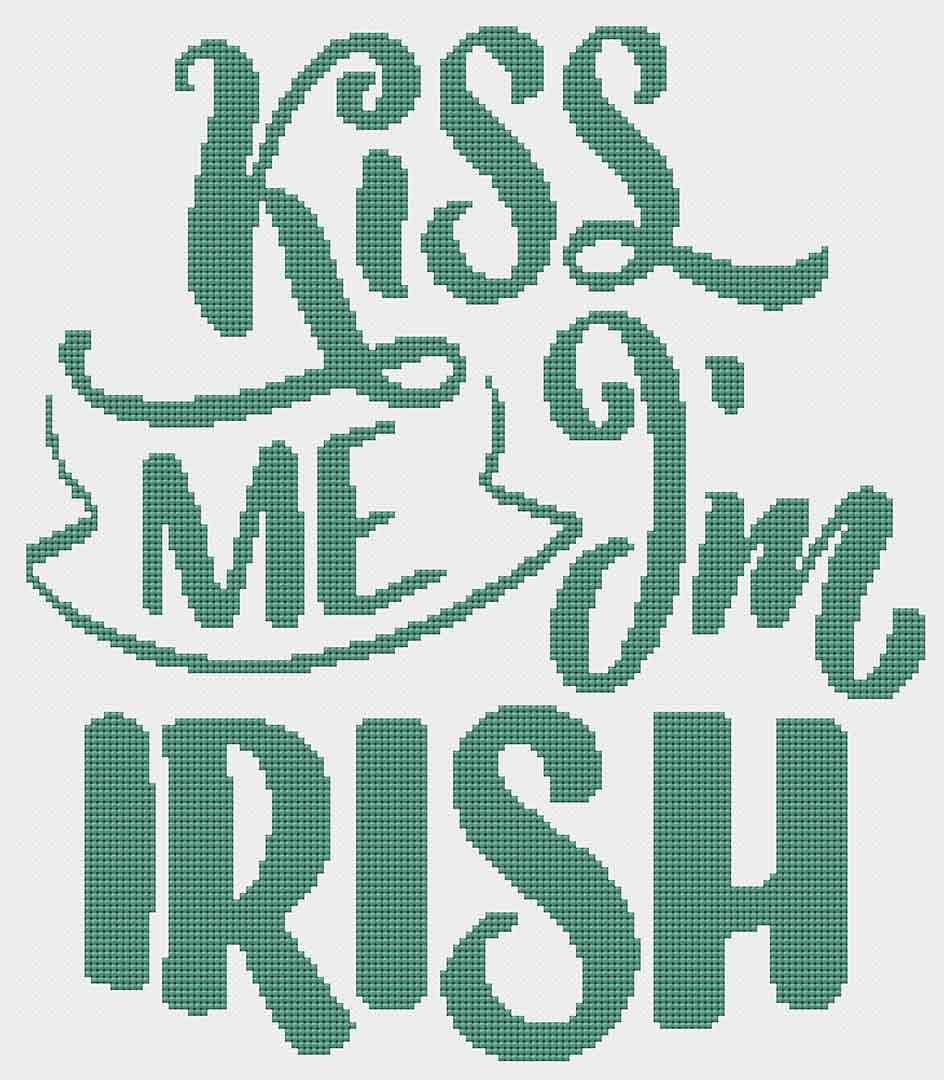 Stitched preview of Kiss Me Counted Cross Stitch Pattern and Kit