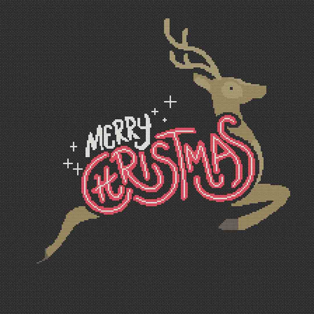 Stitched preview of Christmas Reindeer Counted Cross Stitch Pattern and Kit