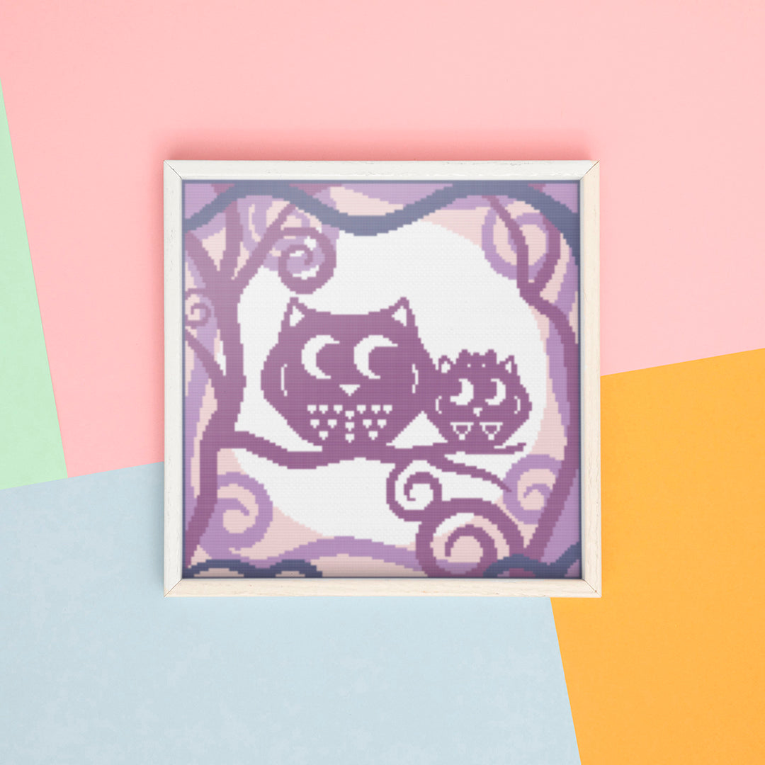 Two Spring Owls: Counted Cross Stitch Pattern and Kit