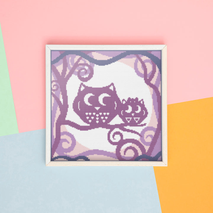 Two Spring Owls: Counted Cross Stitch Pattern and Kit