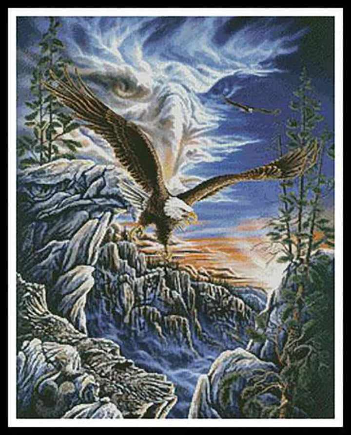 A stitched preview of counted cross stitch pattern 10 Eagles by Artecy Cross Stitch