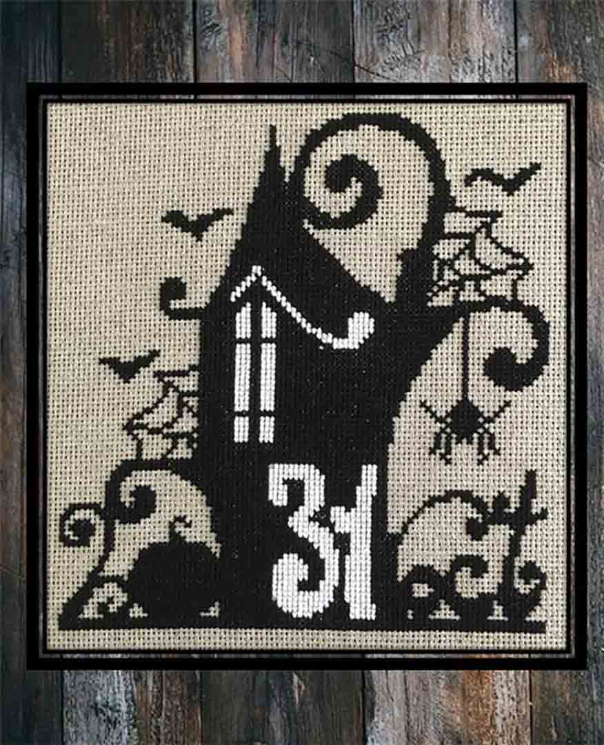 A stitched preview of the counted cross stitch pattern 31st Of October by Twin Peak Primitives