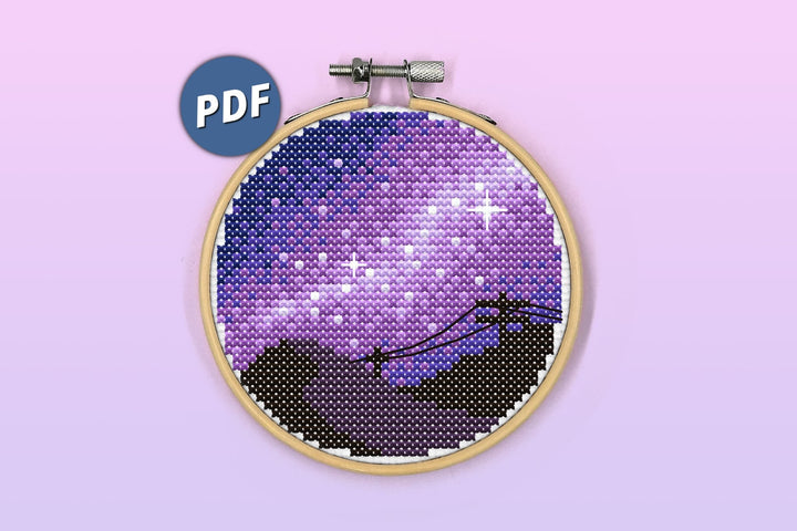 Galaxy night sky cross stitch pattern - 1