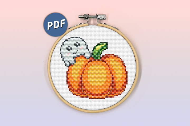 Ghost and Pumpkin cross stitch pattern - 1