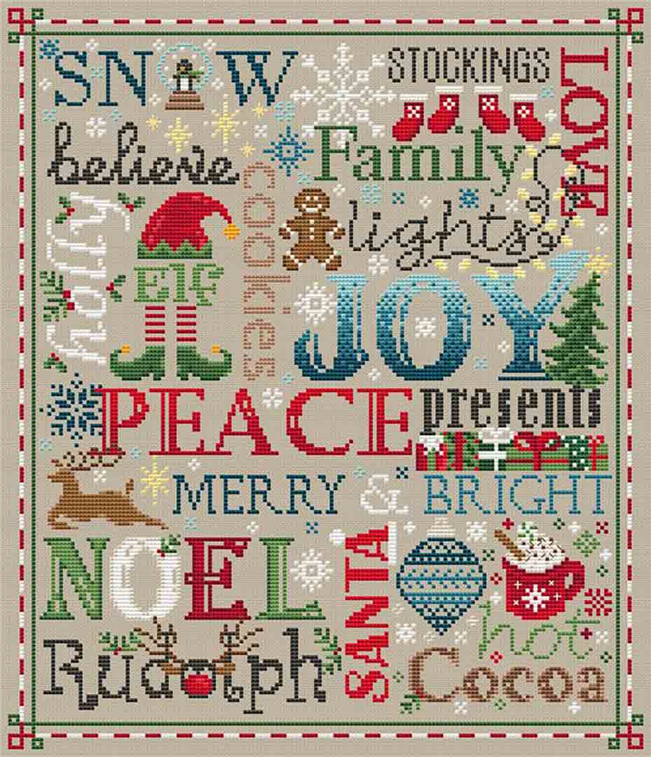 A stitched preview of the counted cross stitch pattern A Type Of Christmas by Erin Elizabeth Designs