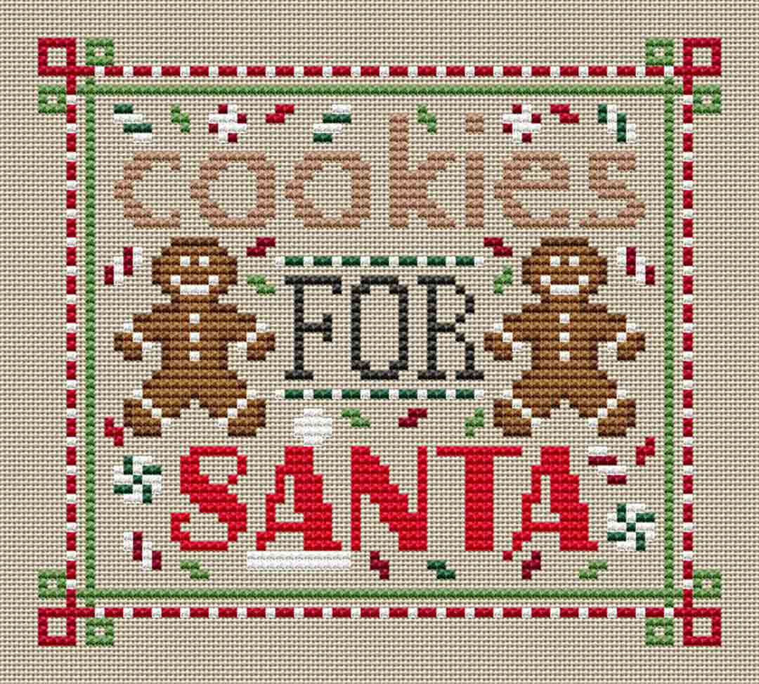 A stitched preview of the counted cross stitch pattern A Type Of Christmas Cookies by Erin Elizabeth Designs