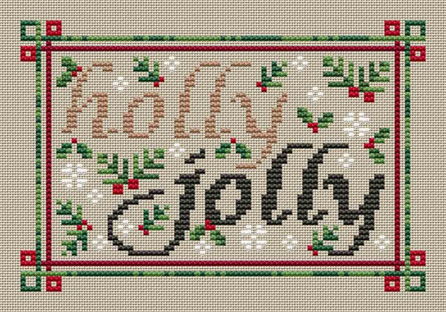 A stitched preview of the counted cross stitch pattern A Type Of Christmas Holly Jolly by Erin Elizabeth Designs