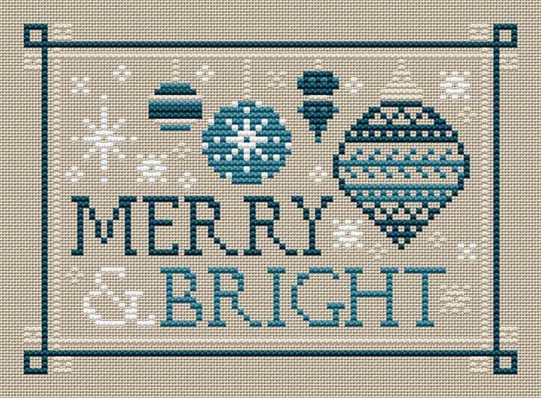 A stitched preview of the counted cross stitch pattern A Type Of Christmas Merry And Bright by Erin Elizabeth Designs