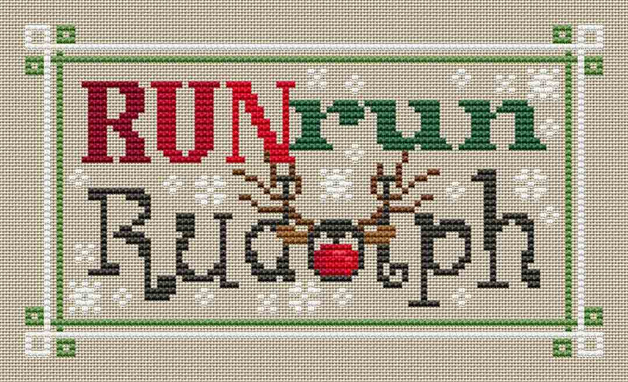 A stitched preview of the counted cross stitch pattern A Type Of Christmas Rudolph by Erin Elizabeth Designs