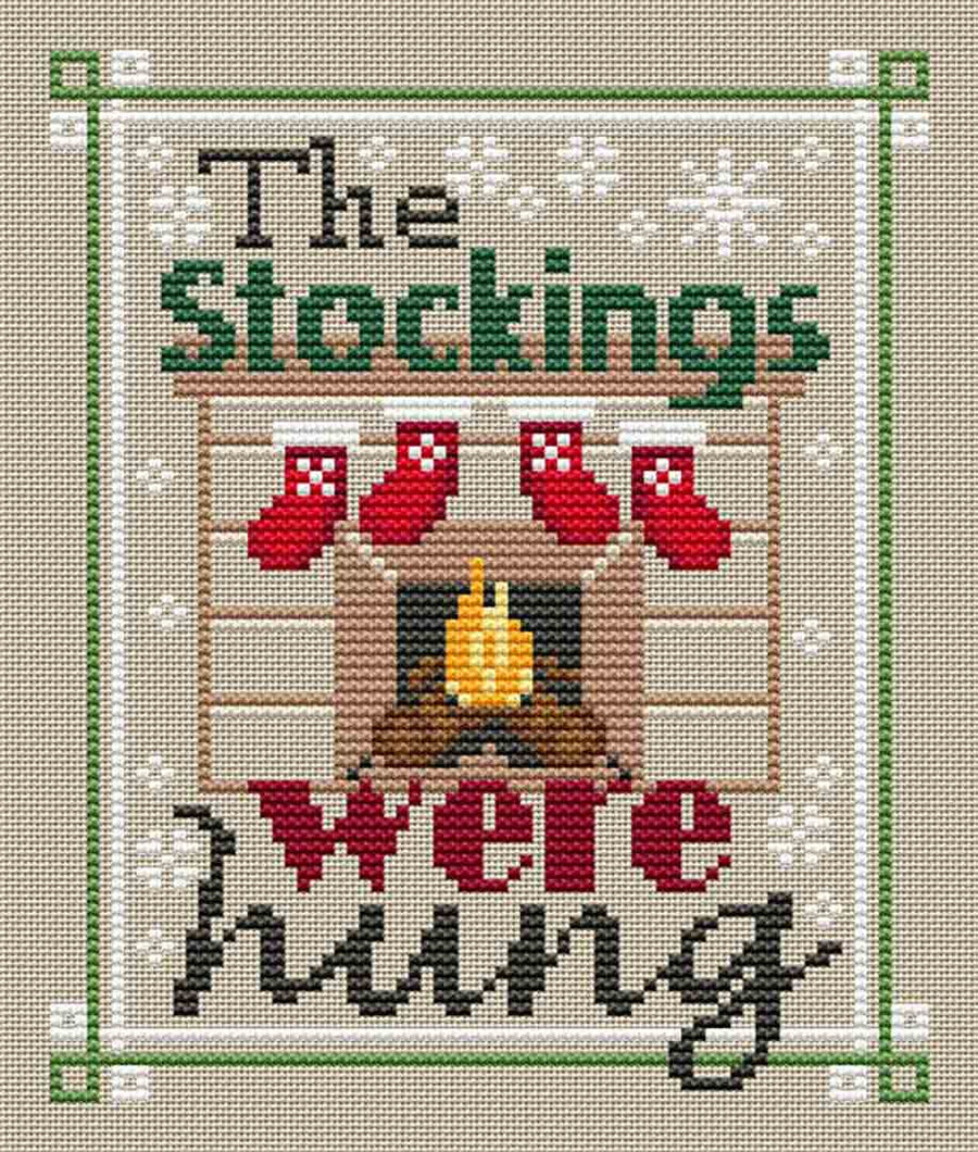 A stitched preview of the counted cross stitch pattern A Type Of Christmas Stockings by Erin Elizabeth Designs