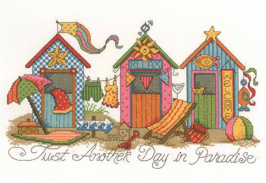 A stitched preview of the counted cross stitch pattern Another Day In Paradise by Diane Arthurs