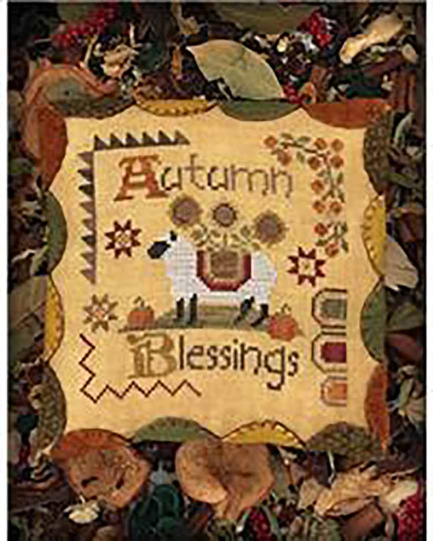 A stitched preview of the counted cross stitch pattern Autumn Blessings by The Woolly Ewe