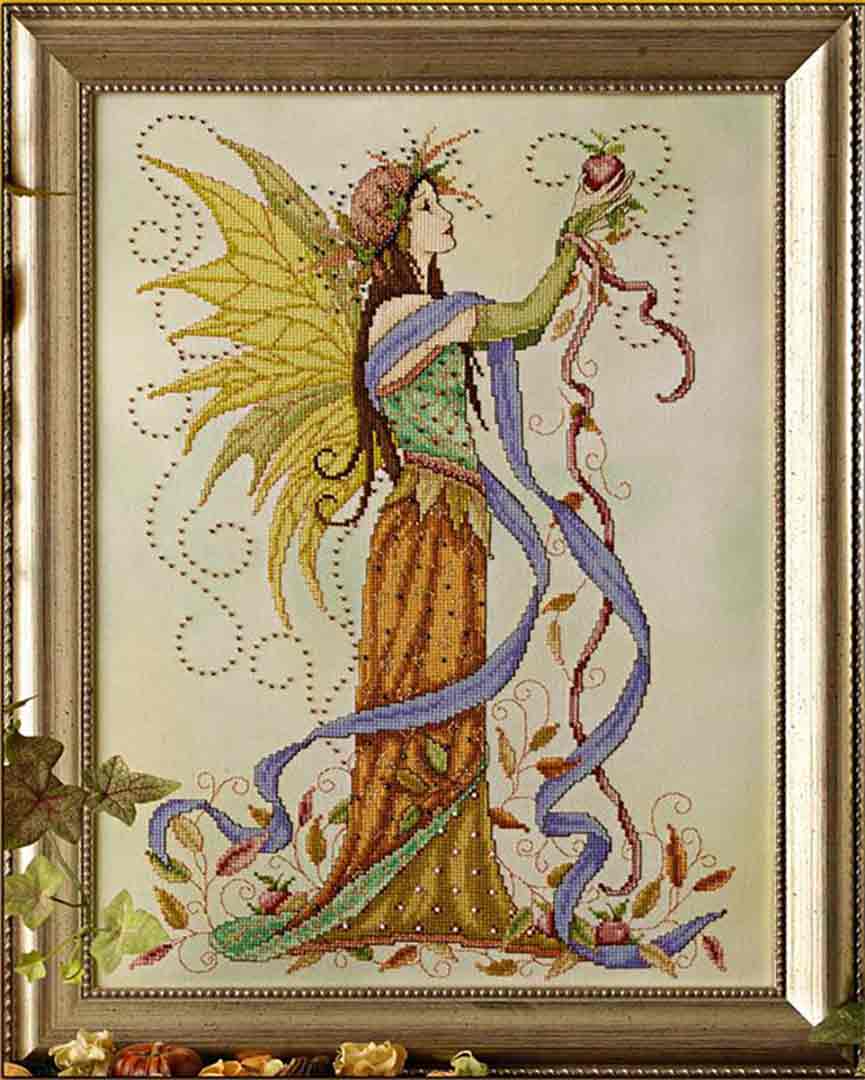 A stitched preview of the counted cross stitch pattern Autumn Fairy by Joan A Elliott