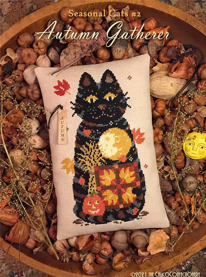 A stitched preview of the counted cross stitch pattern Autumn Gatherer by The Calico Confectionery