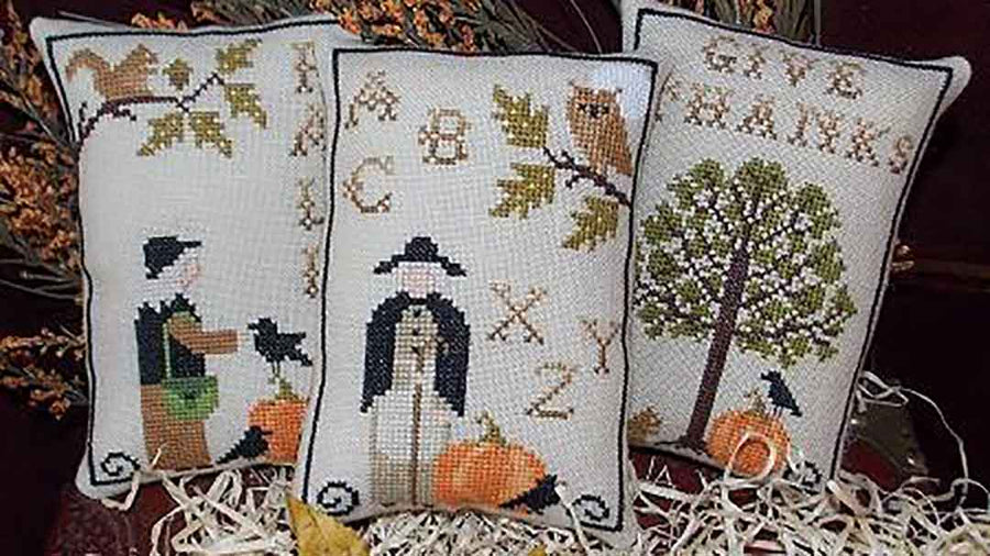 A stitched preview of the counted cross stitch pattern Autumn In New England by Plum Pudding NeedleArt