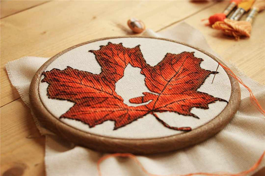 A stitched preview of the counted cross stitch pattern Autumn Silhouette by Kate Spiridonova