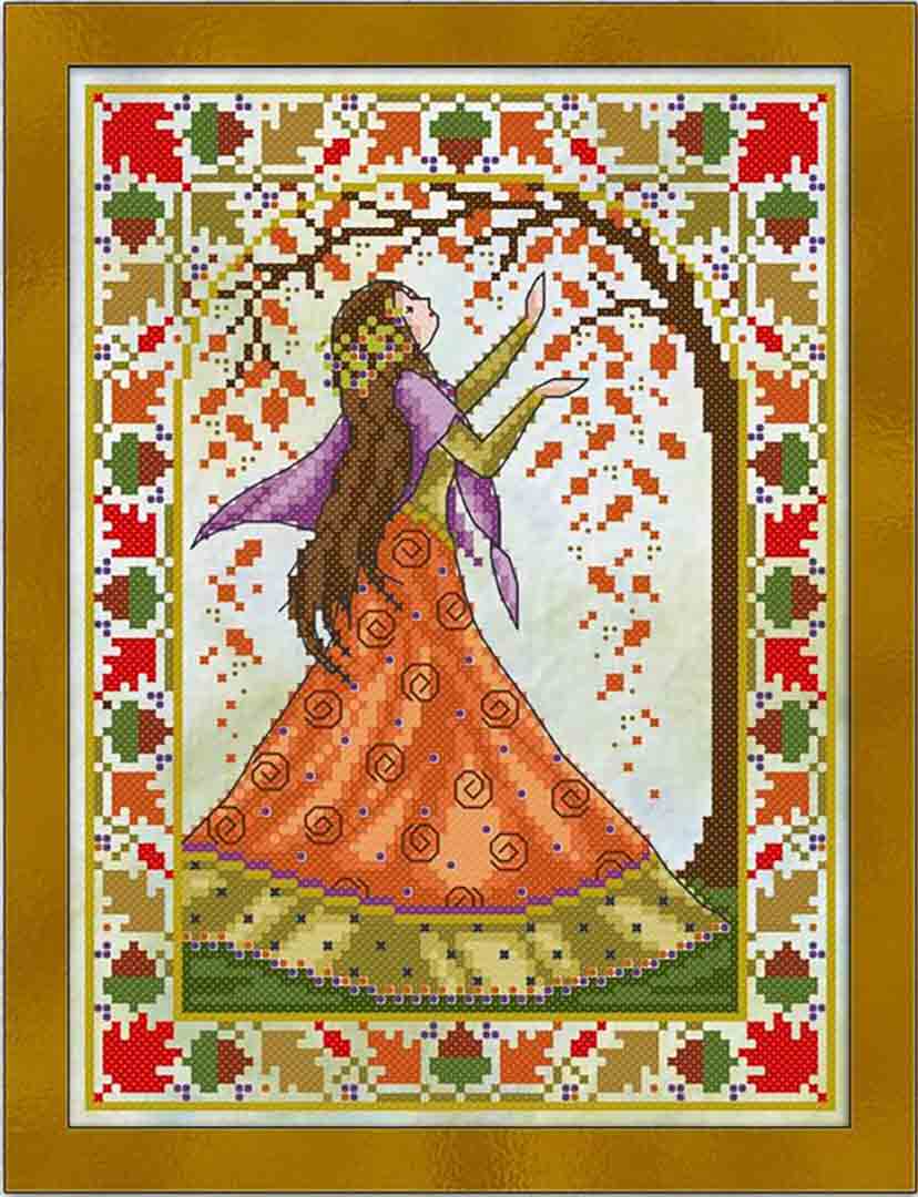 A stitched preview of the counted cross stitch pattern Autumn Splendor by Joan A Elliott