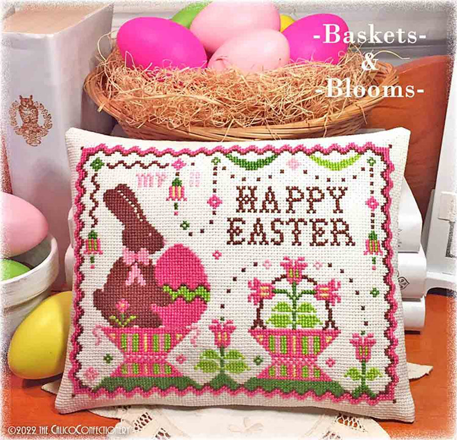 A stitched preview of the counted cross stitch pattern Baskets And Blooms by The Calico Confectionery